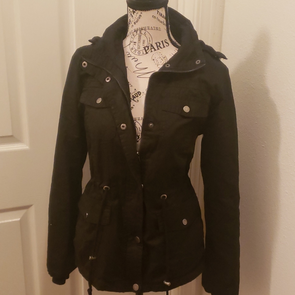 YMI Black Military Hooded Jacket